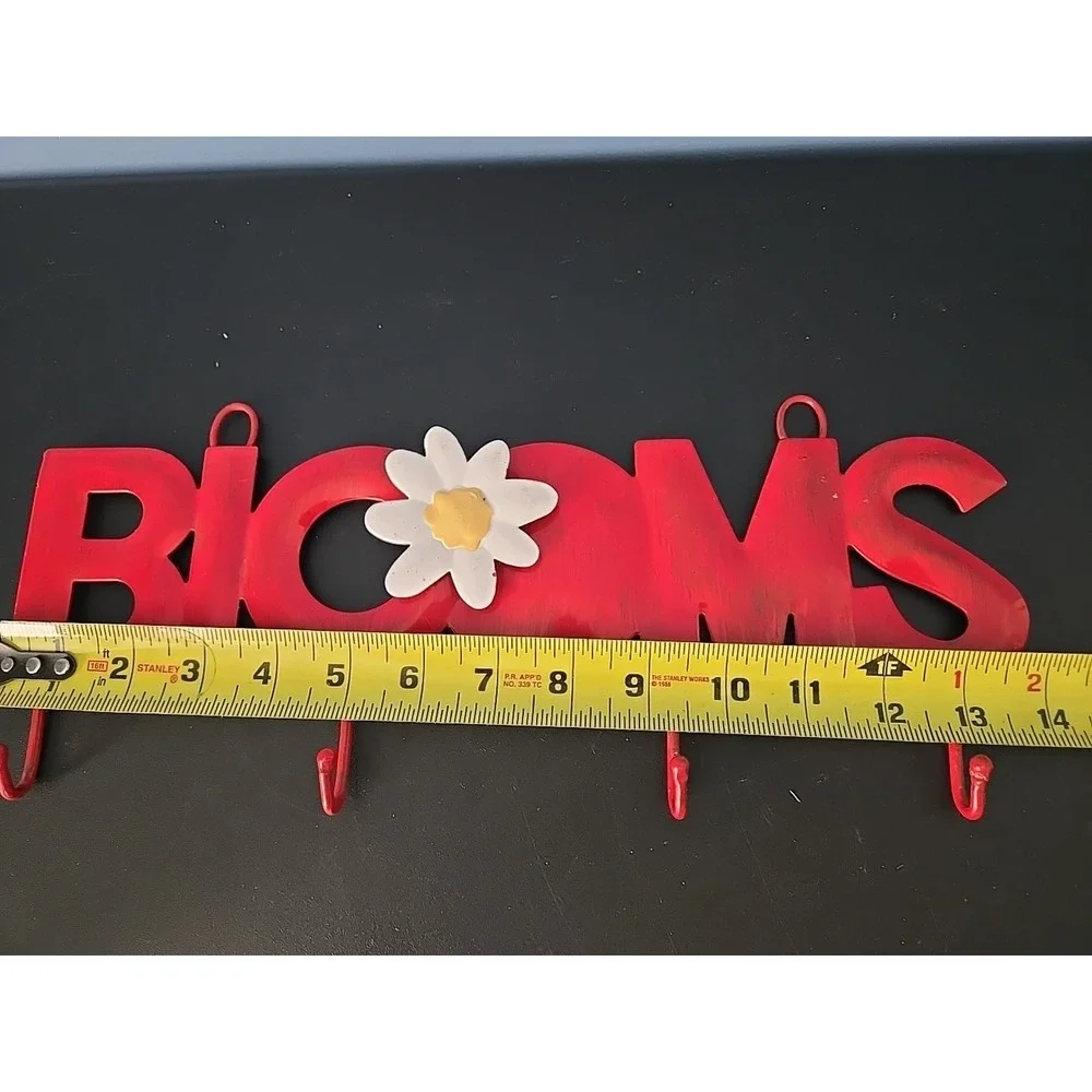 Metal Key Coat Towel Jewelry Hook Hanger Coat Rack Red BLOOMS Flower